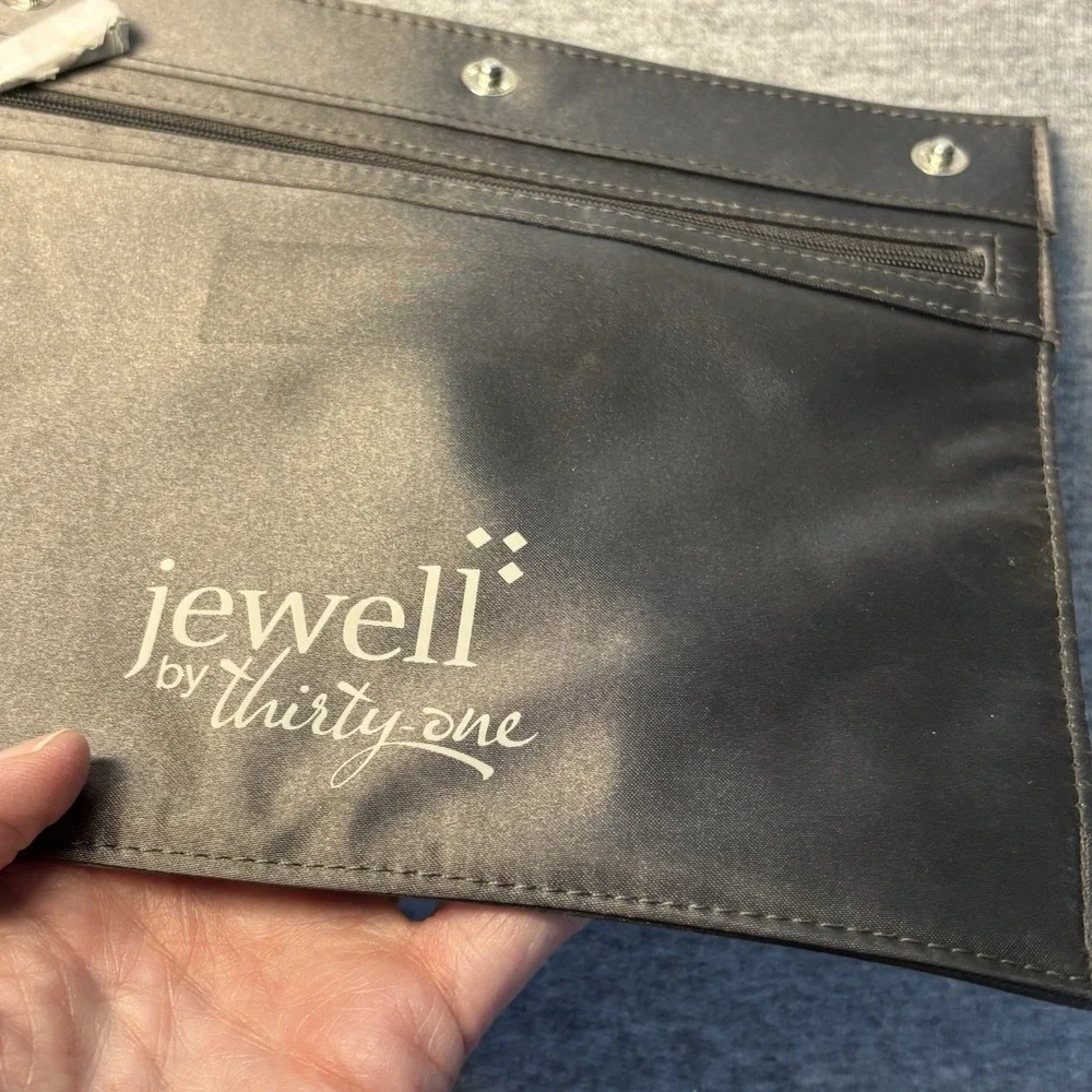 Jewell By Thirty One Zipper Pouch Pocket City Charcoal Organize Purse Snap